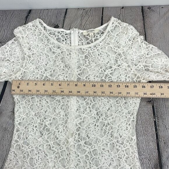 Umgee Lace Top Womens Scalloped Hem Boho Top size Small Ivory White - Picture 13 of 14